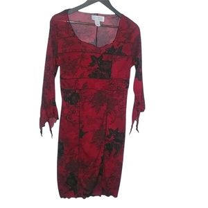 Georgio Fiorlini M Red Black Bodycon Dress